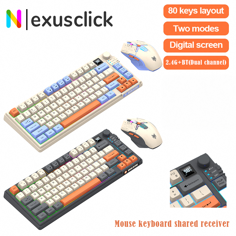 Gaming Keyboard Mouse Combo - New Dual-Mode 80 Keys Wireless Gaming