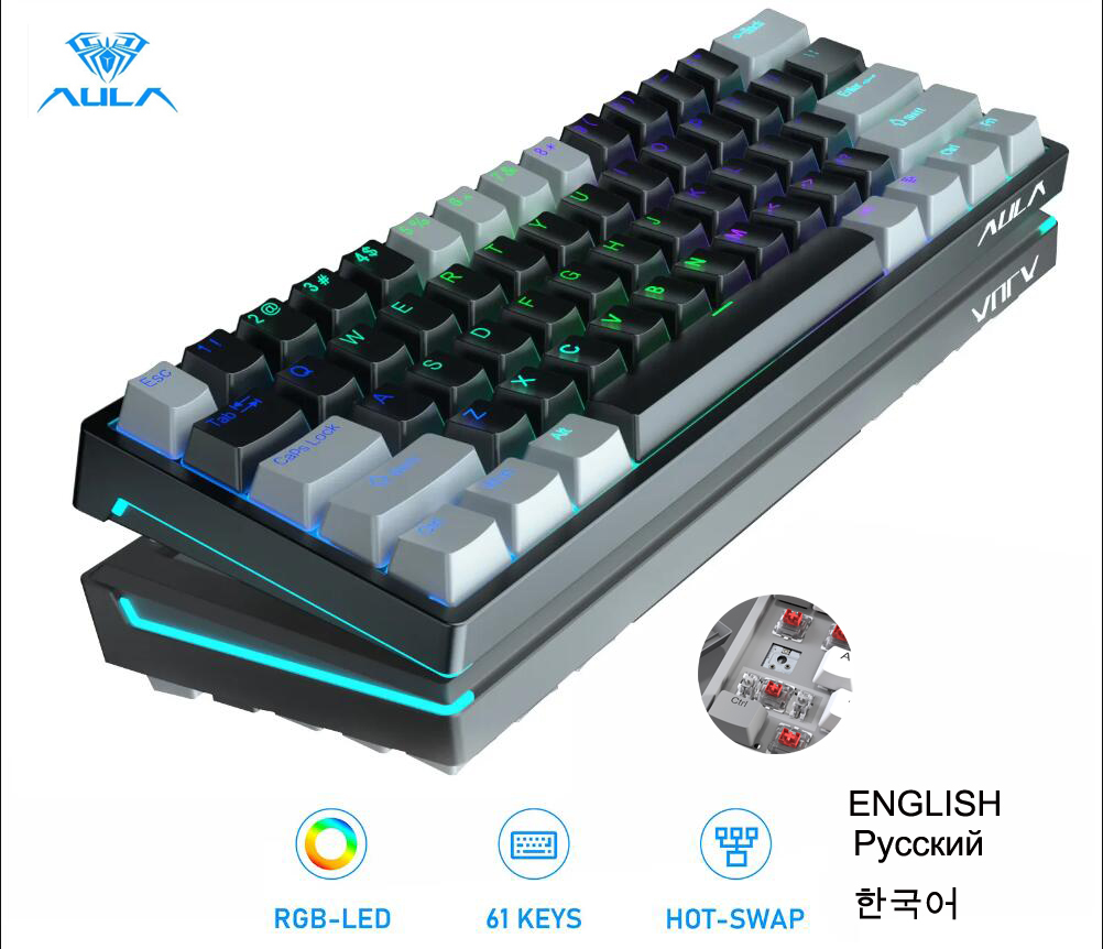 Gaming Keyboard Expensive - AULA F3261 RGB effect USB Mini