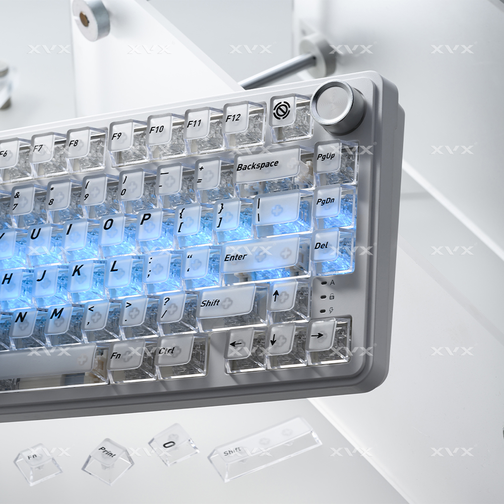Keyboard Gaming Transparent - XVX Crystal Transparent Keycaps Black Cherry