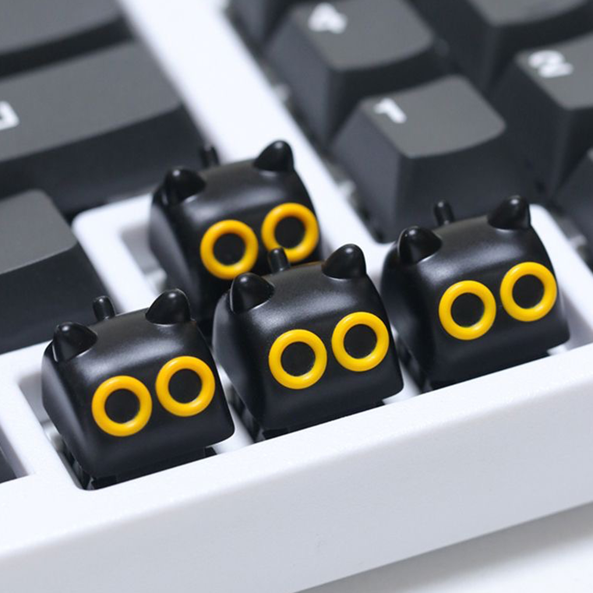 Keyboard Gaming Black - 1pcs Cute Cat Cartoon Black White