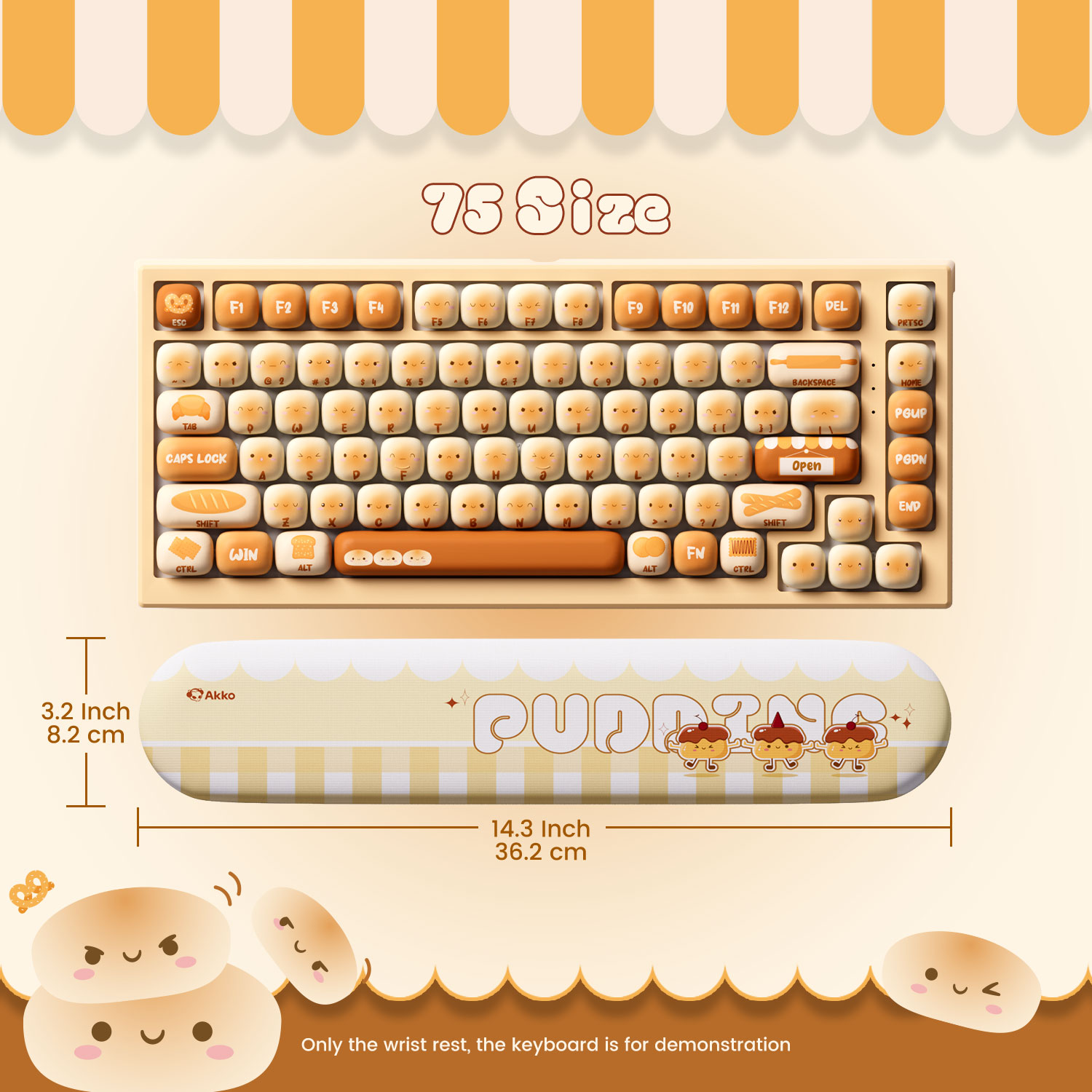 Gaming Keyboard Hand - Akko Pudding Buns Keyboard Wrist Rest