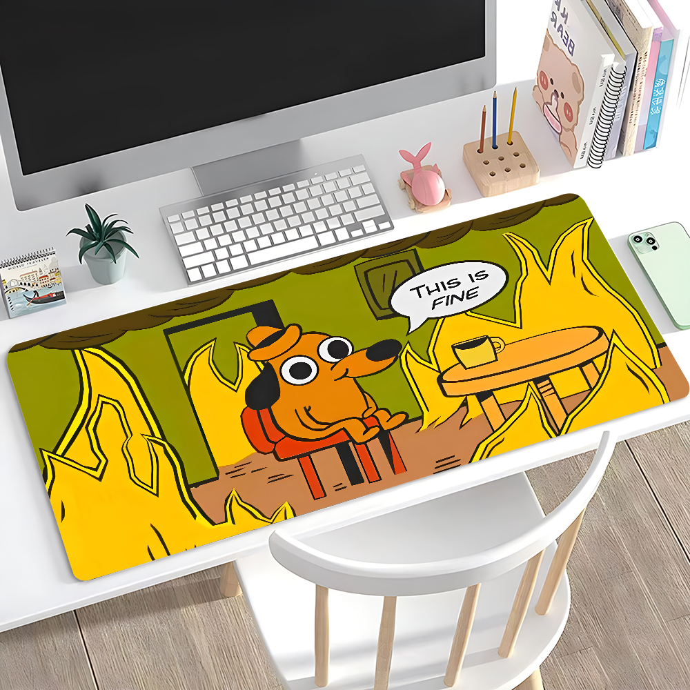 Gaming Keyboard Nearby - This Is Fine Dog Dachshund Mousepad