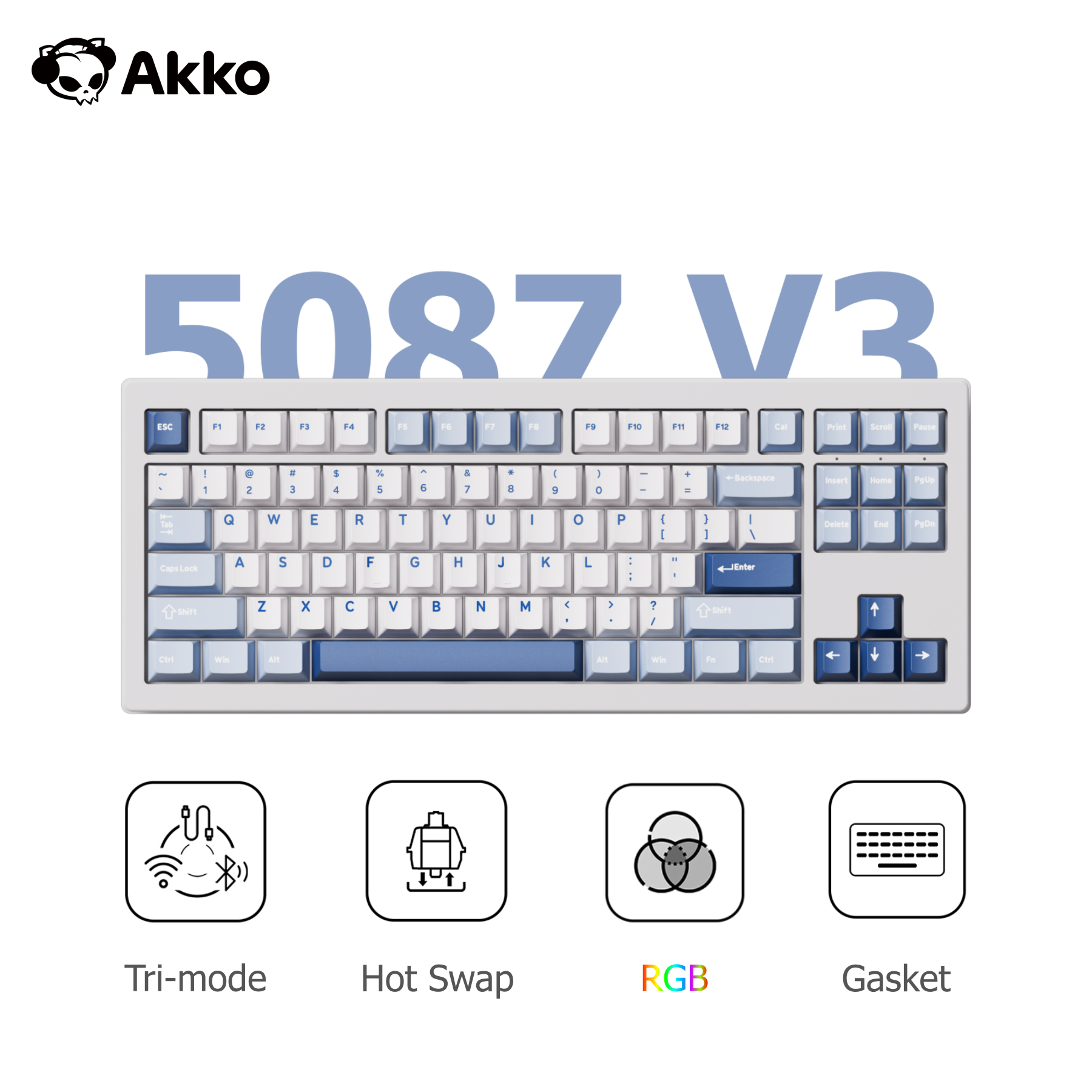 Gaming Keyboard Tkl - Akko 5087 V3 Tri-mode Keyboard 80%
