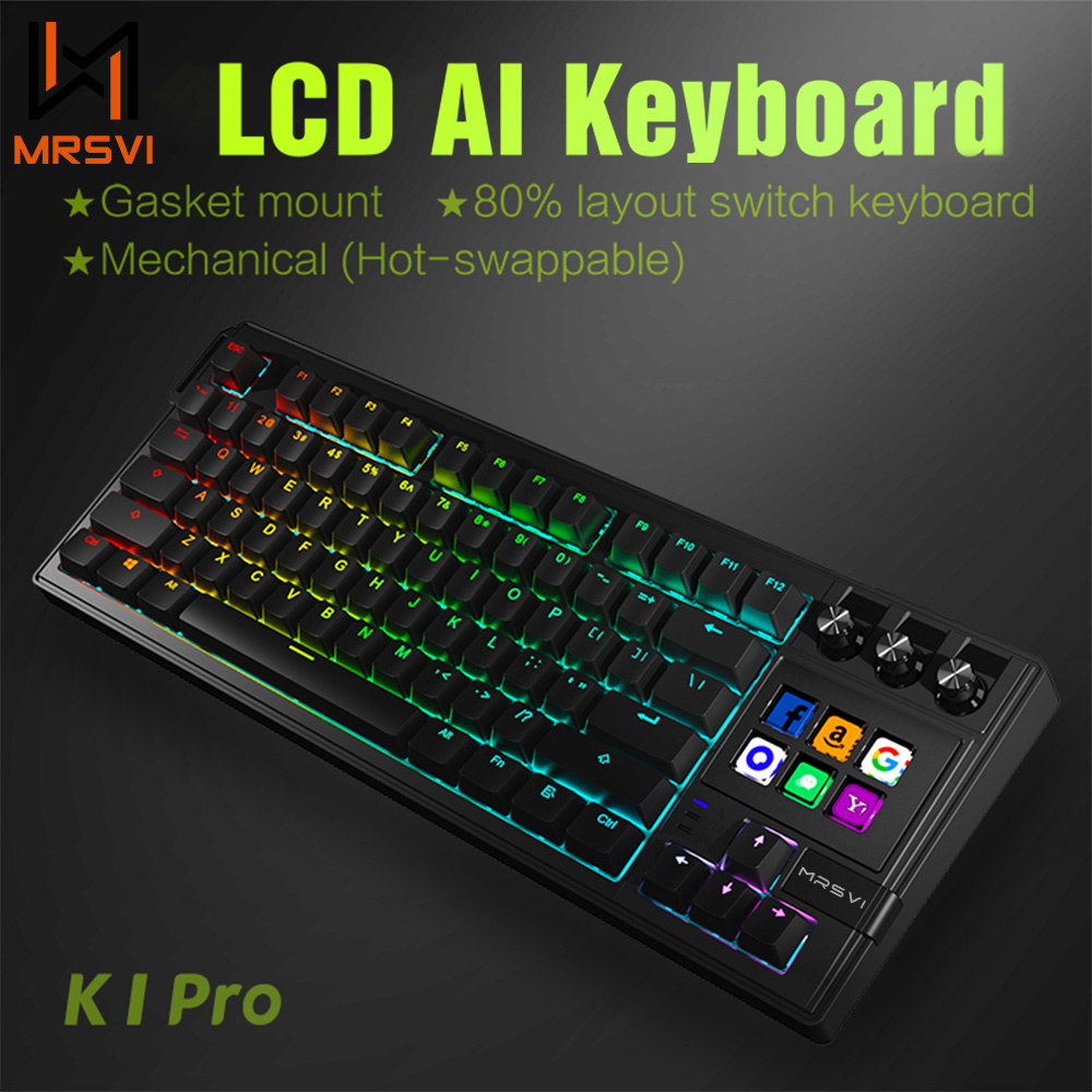 Keyboard Gaming Transparent - MRSVI K1 PRO Visual LCD AI