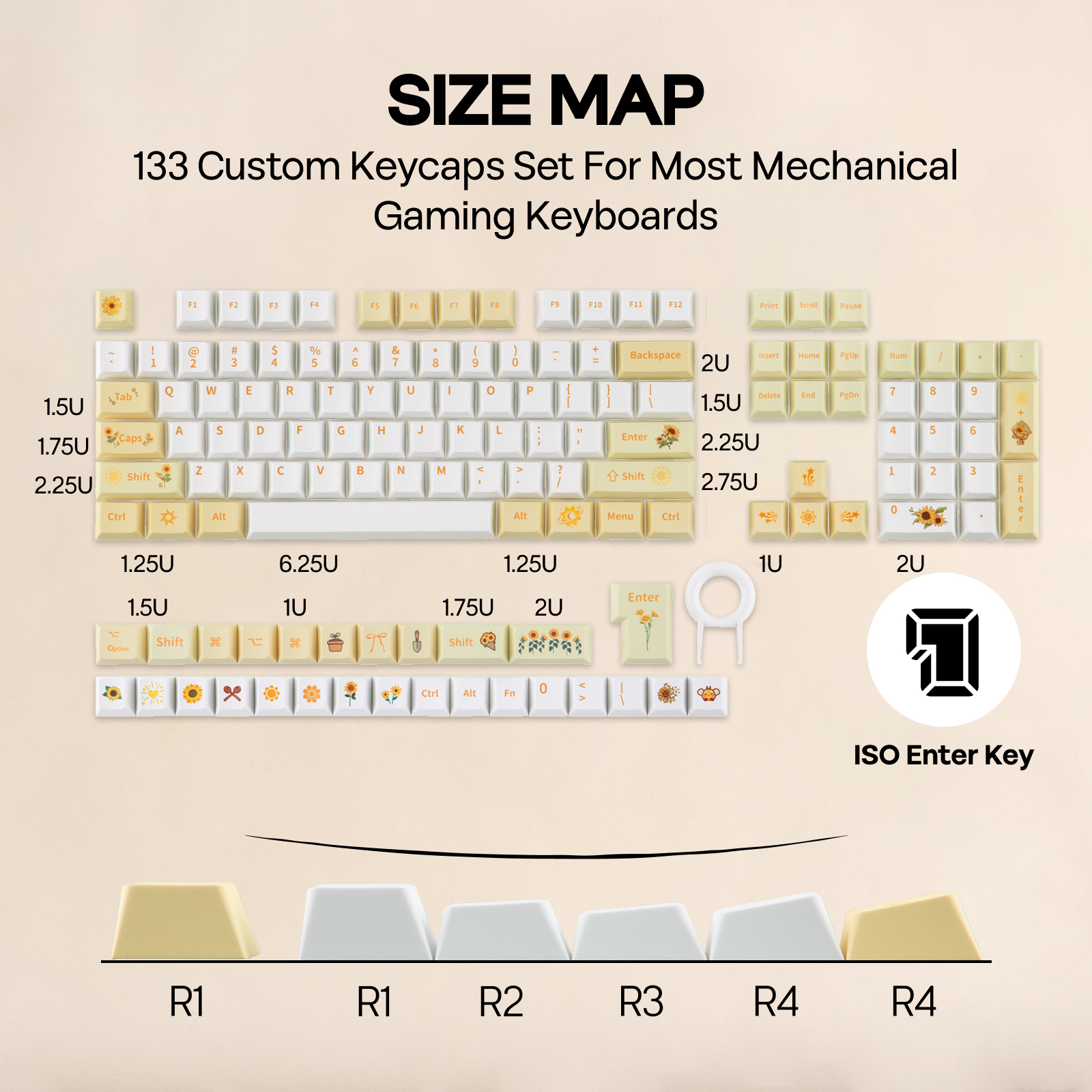EPOMAKER Sunflower Keycaps Set - Gaming Keyboard Typewriter reseña y precio