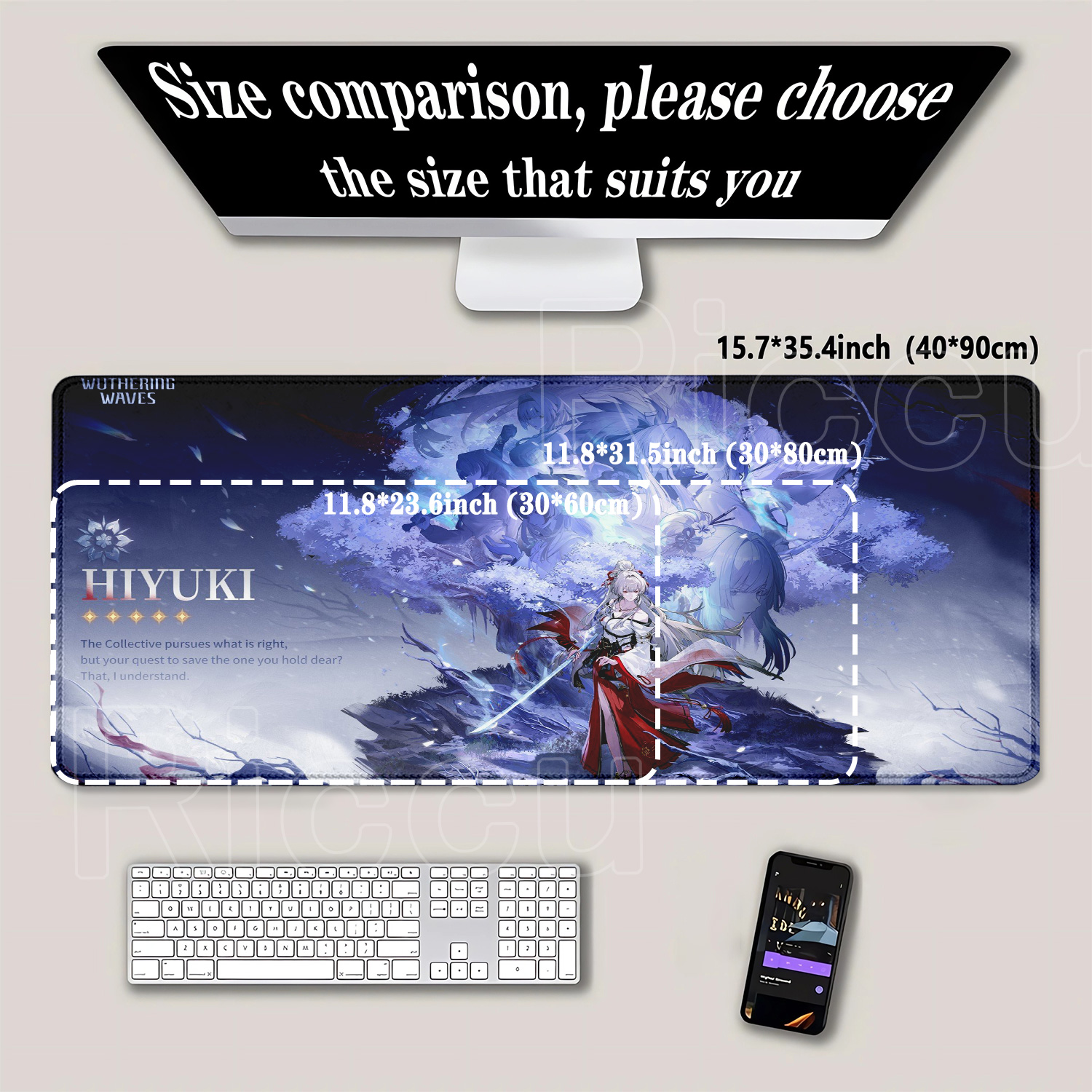 400x900mm Mousepad Hiyuki Wuth - Gaming Keyboard Typewriter reseña y precio