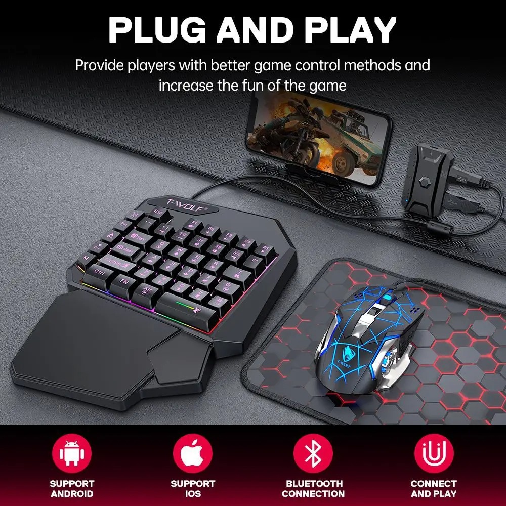 5 in 1 RGB Gaming Keyboard Mou - Gaming Keyboard 1 Hand reseña y precio