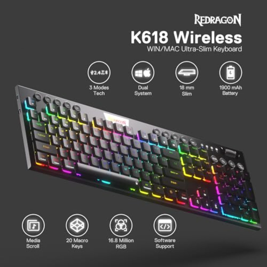 PRO 3-Mode RGB Mechanical Keyb - Keyboard Gaming Mac reseña y precio