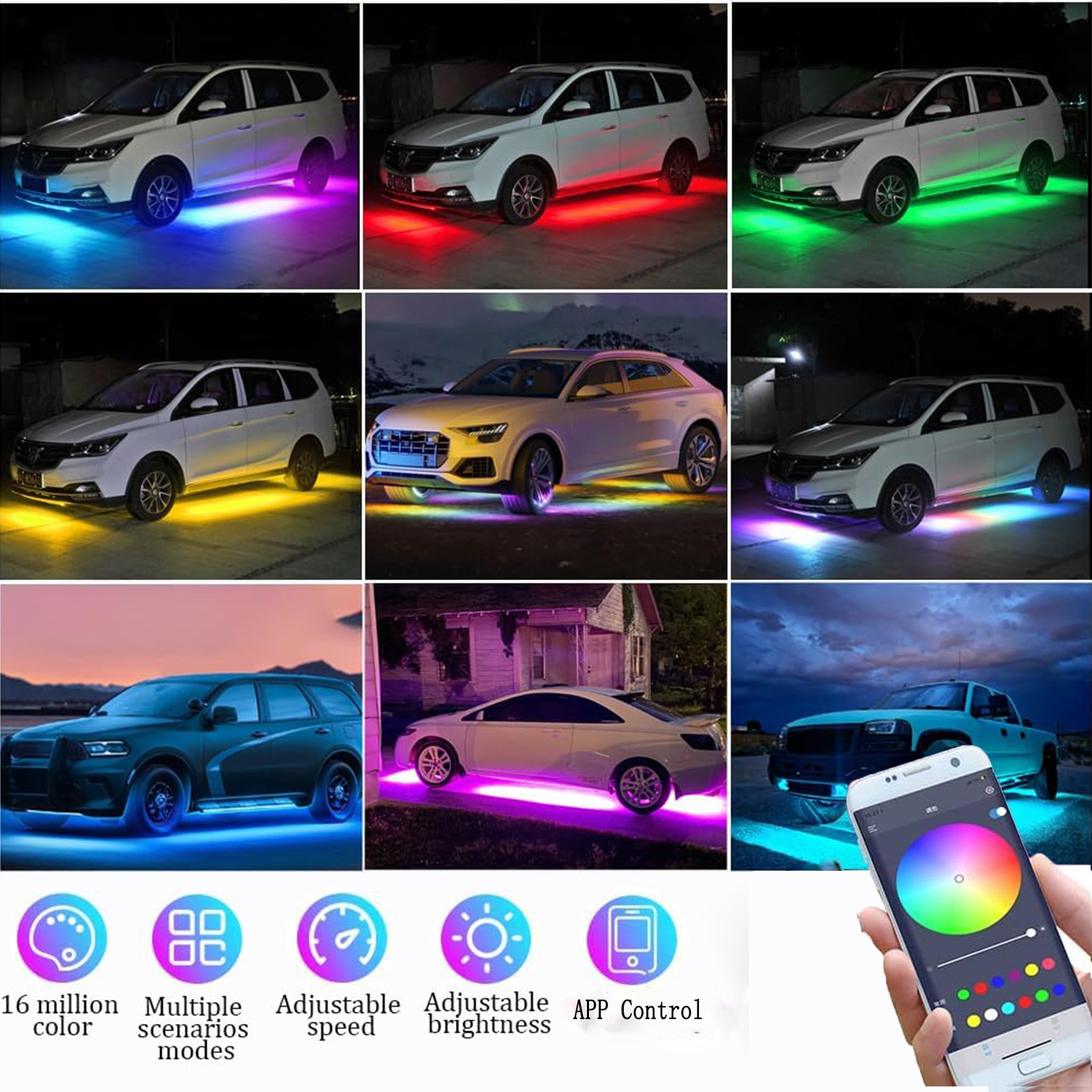 6pcs Dream Color LED Car Under - Rgb Underglow Strip reseña y precio