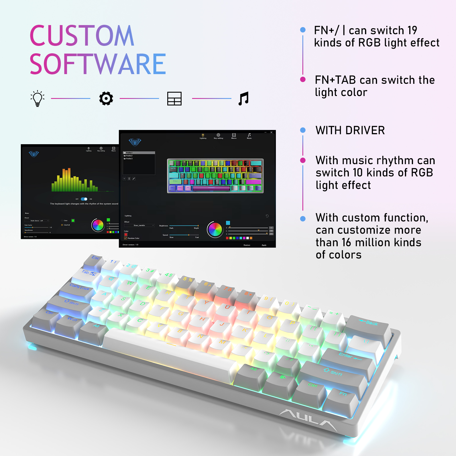 AULA F3261 RGB effect USB Mini - Gaming Keyboard Expensive reseña y precio