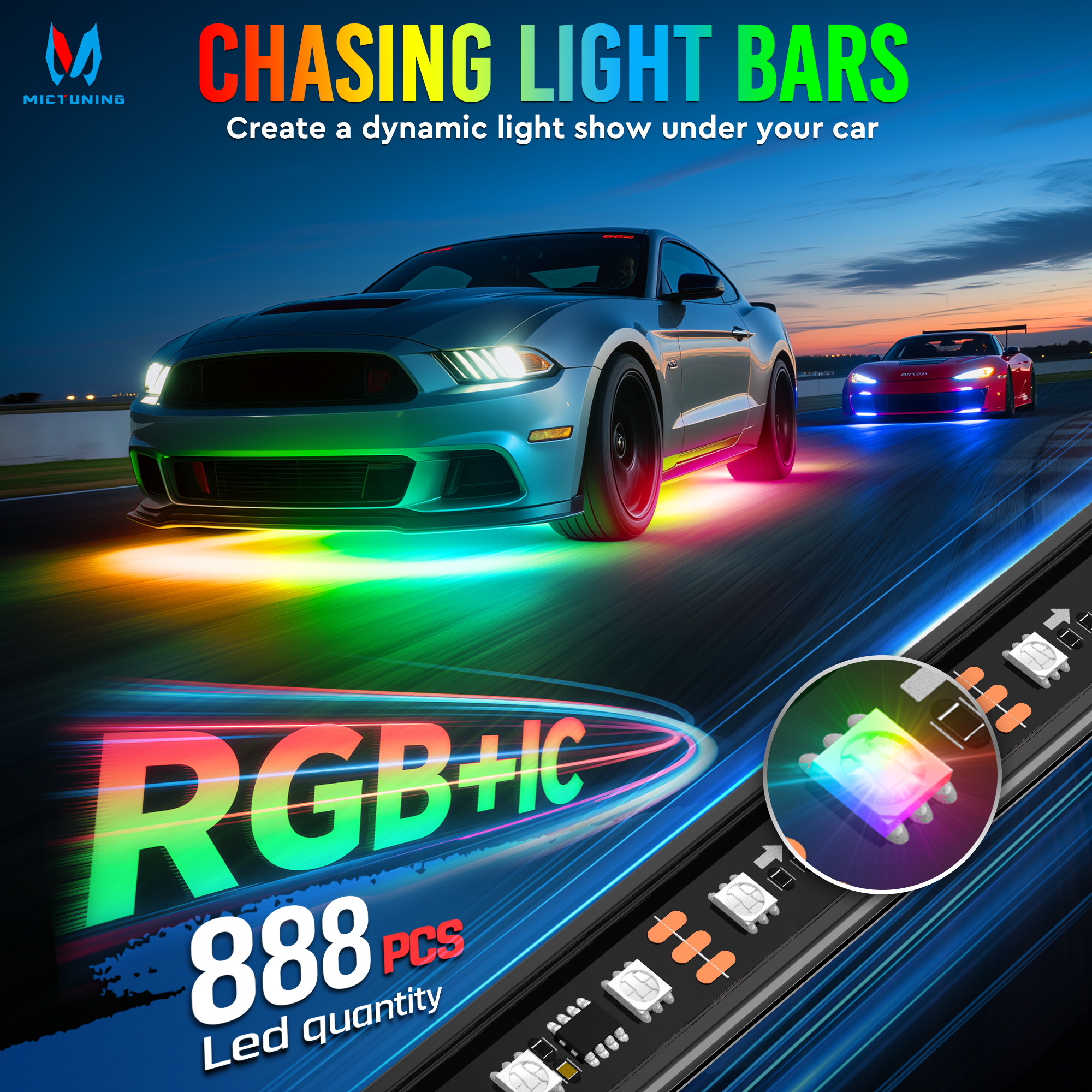 MICTUNING U8 Car Underglow Lig - Rgb Underglow Strip reseña y precio