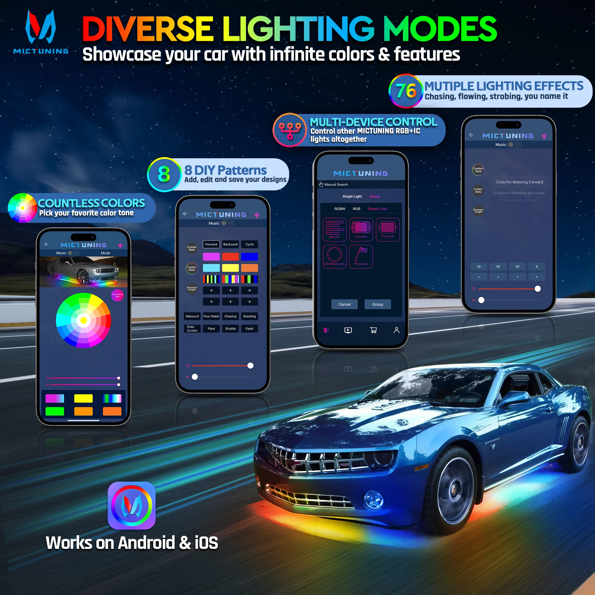 MICTUNING N8 Car Underglow Lig - Rgb Underglow Strip reseña y precio