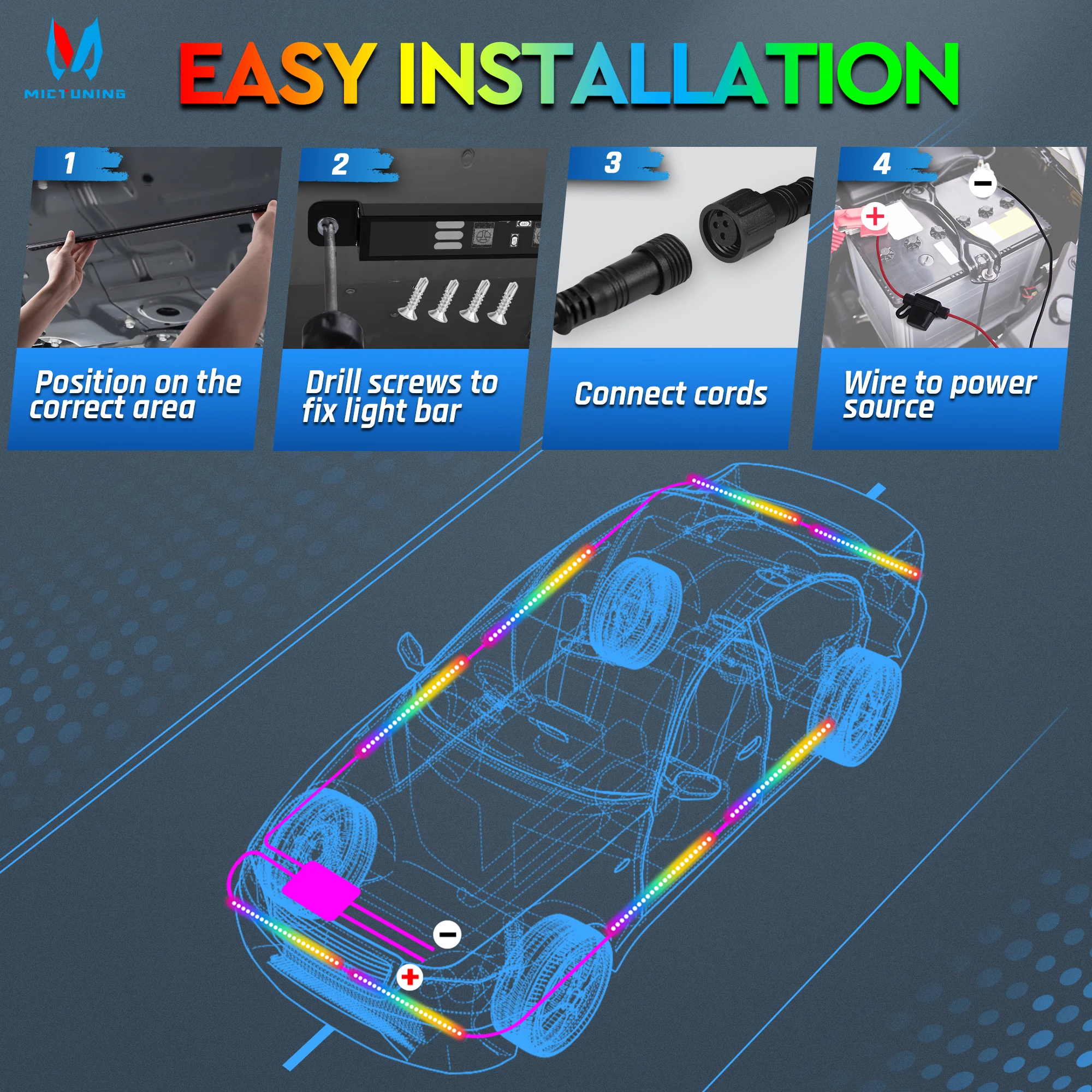 MICTUNING N8 Car Underglow Lig - Rgb Underglow Strip reseña y precio