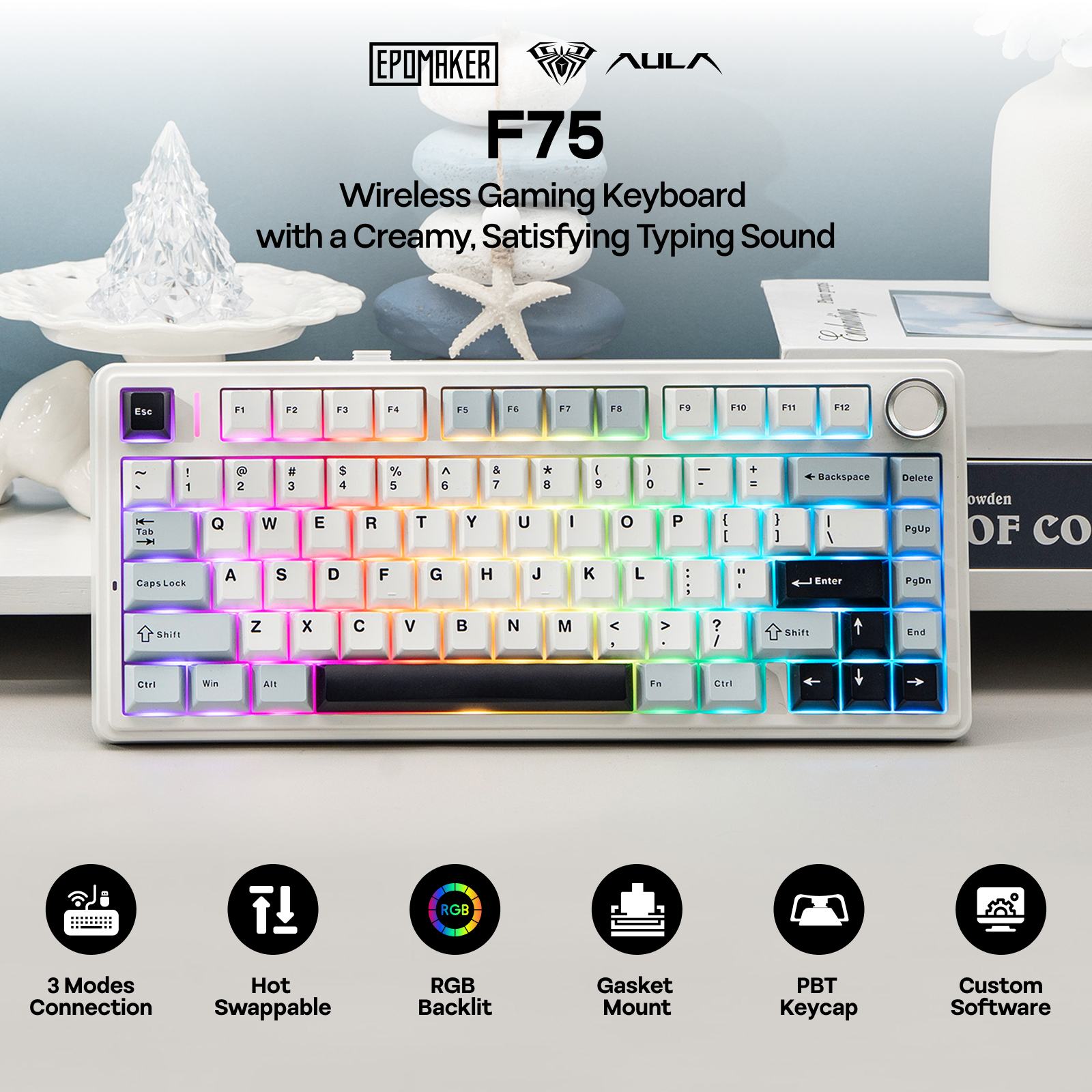 EPOMAKER x AULA F75 75% ANSI H - Gaming Keyboard Tkl reseña y precio