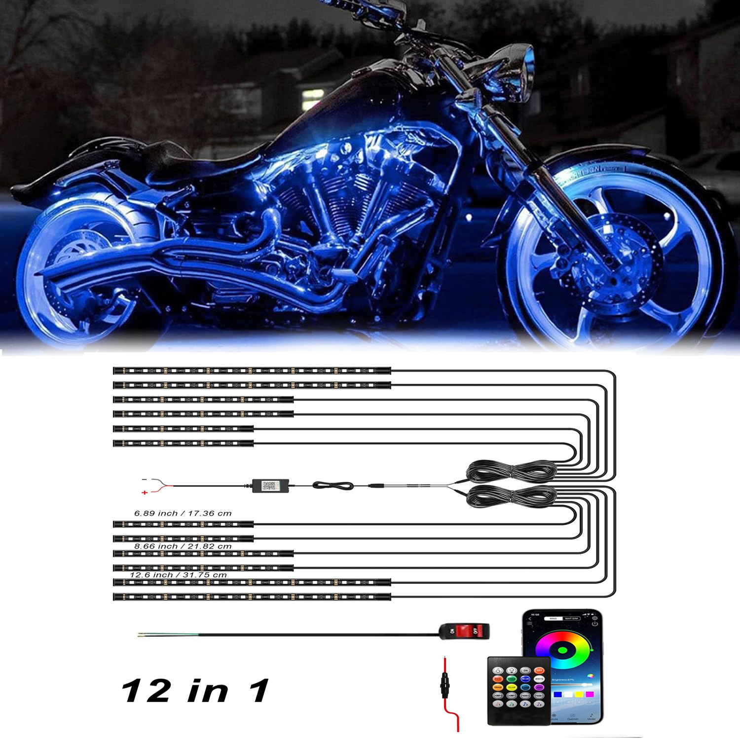 12in1 New Motorcycle Atmospher - Rgb Underglow Strip reseña y precio