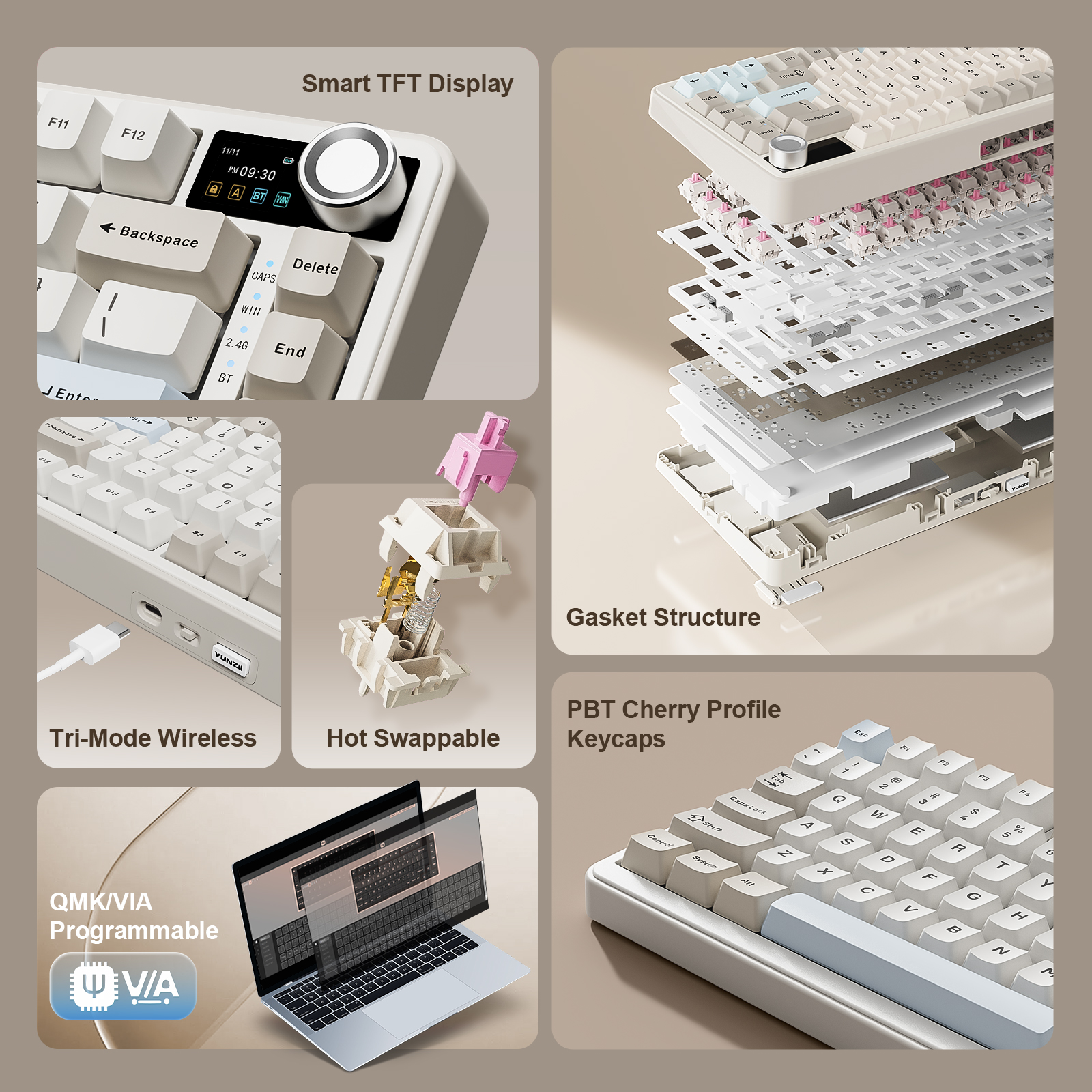 YUNZII B75 PRO MAX Wireless Me - Keyboard Gaming Mac reseña y precio