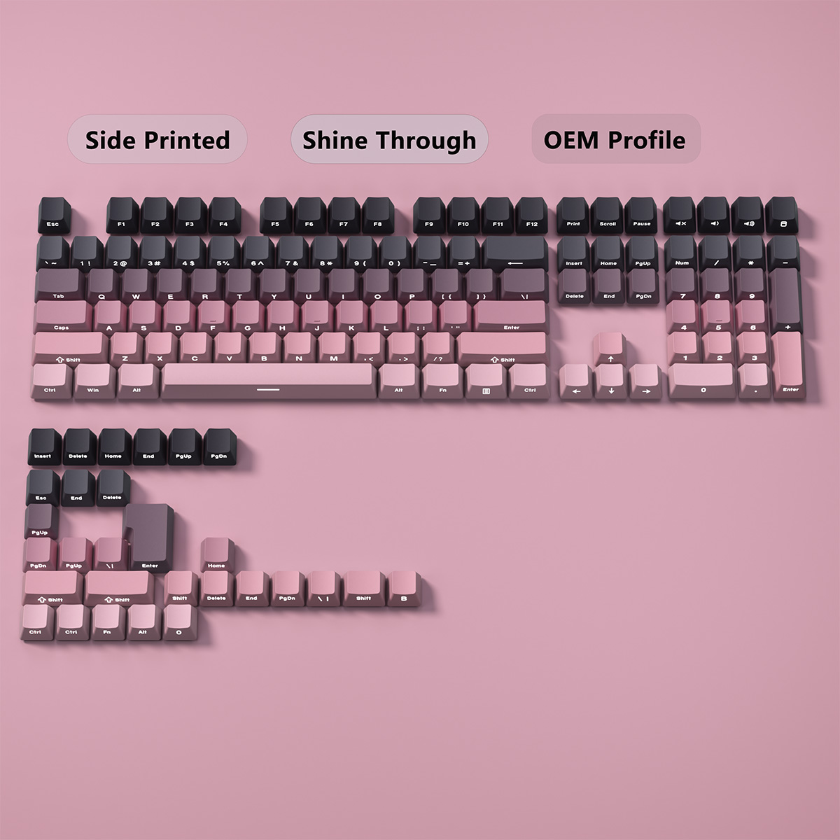 Gradient Keycaps Side Printed  - Gaming Keyboard Typewriter reseña y precio