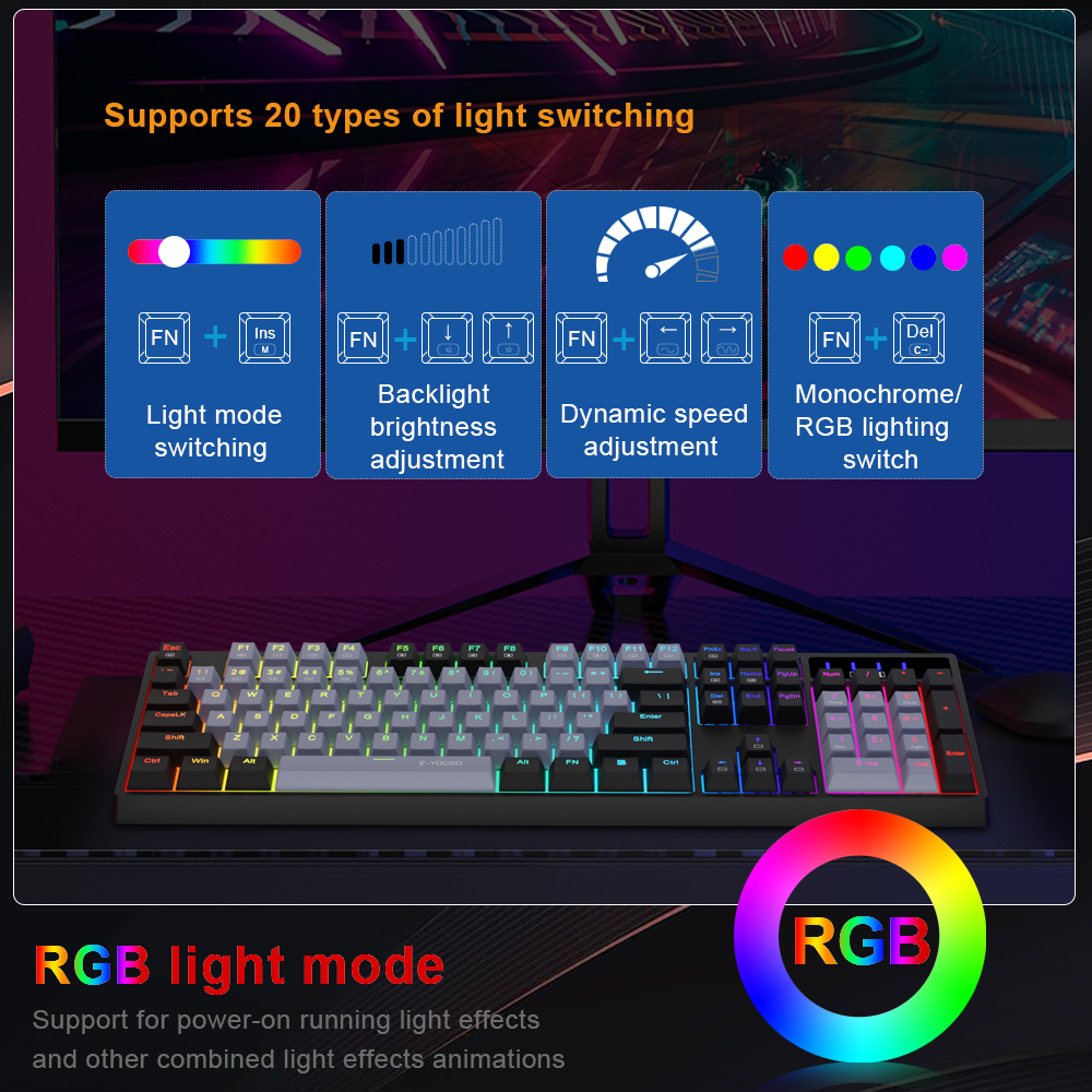 E-YOOSO Z14 RGB USB Mechanical - Gaming Keyboard E Yooso reseña y precio