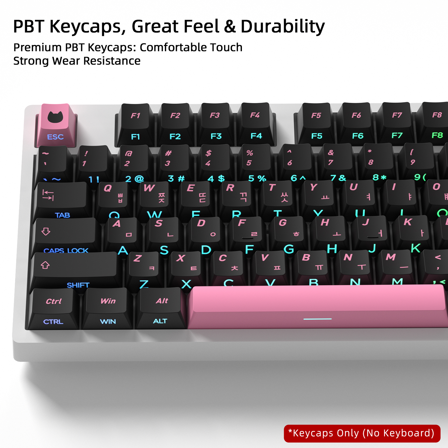 Black Pink Cat Korean Keycaps  - Gaming Keyboard Typewriter reseña y precio