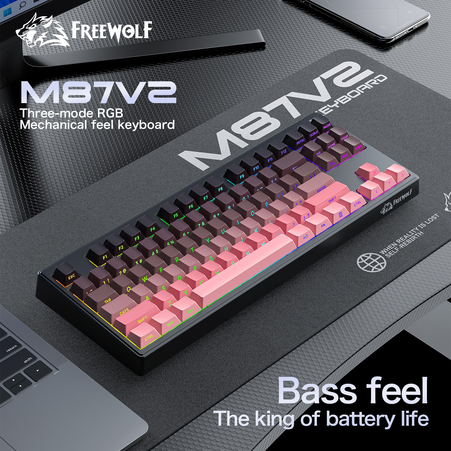FREEWOLF M87 V2 87 Keys RGB Me - Keyboard Gaming Mac reseña y precio