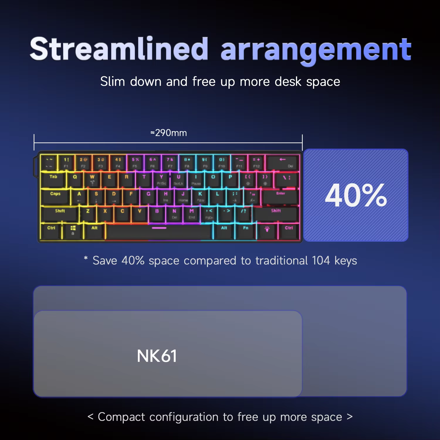 AJAZZ NK61 61-Key Red Switch W - Keyboard Gaming Transparent reseña y precio