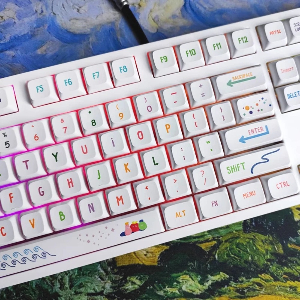 Vibrant Summer Art Keycaps 128 - Gaming Keyboard Tkl reseña y precio