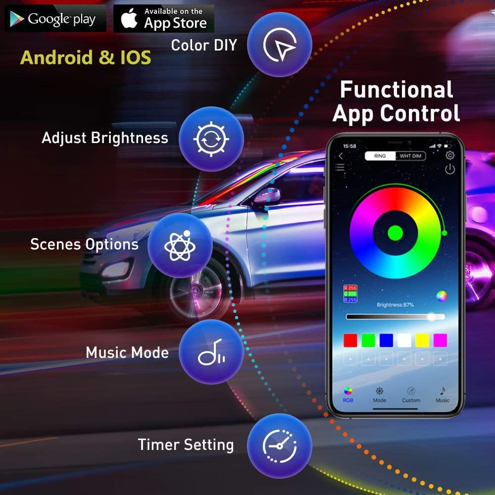 Neon LED Car Bottom Underglow  - Rgb Underglow Strip reseña y precio