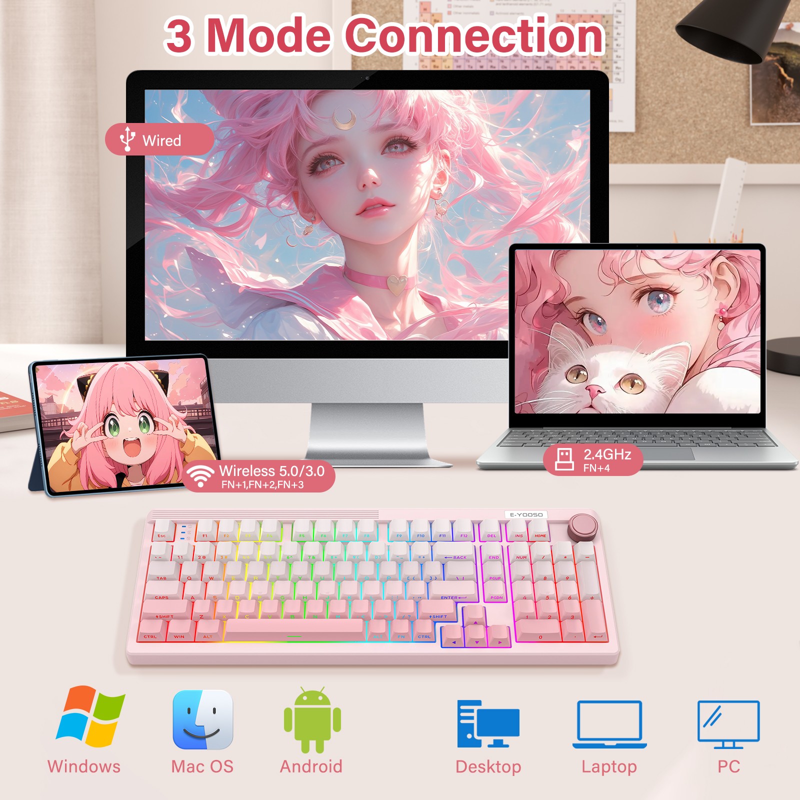 E-YOOSO 98-Key Wired Tri-mode  - Gaming Keyboard E Yooso reseña y precio