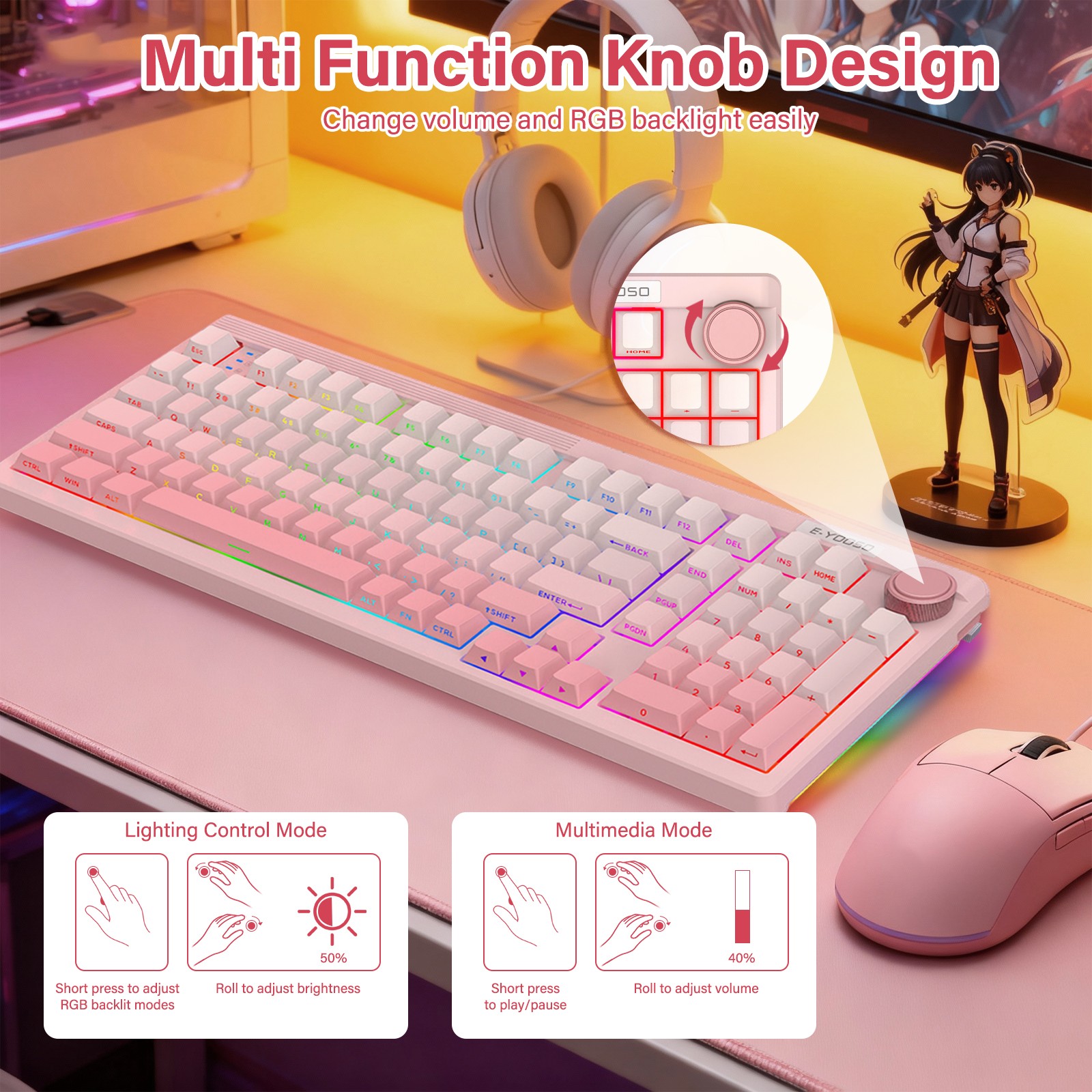 E-YOOSO 98-Key Wired Tri-mode  - Gaming Keyboard E Yooso reseña y precio