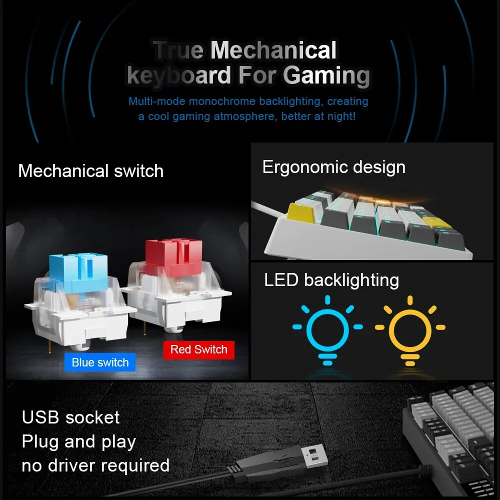 E-YOOSO Z14 USB Mechanical Gam - Gaming Keyboard E Yooso reseña y precio