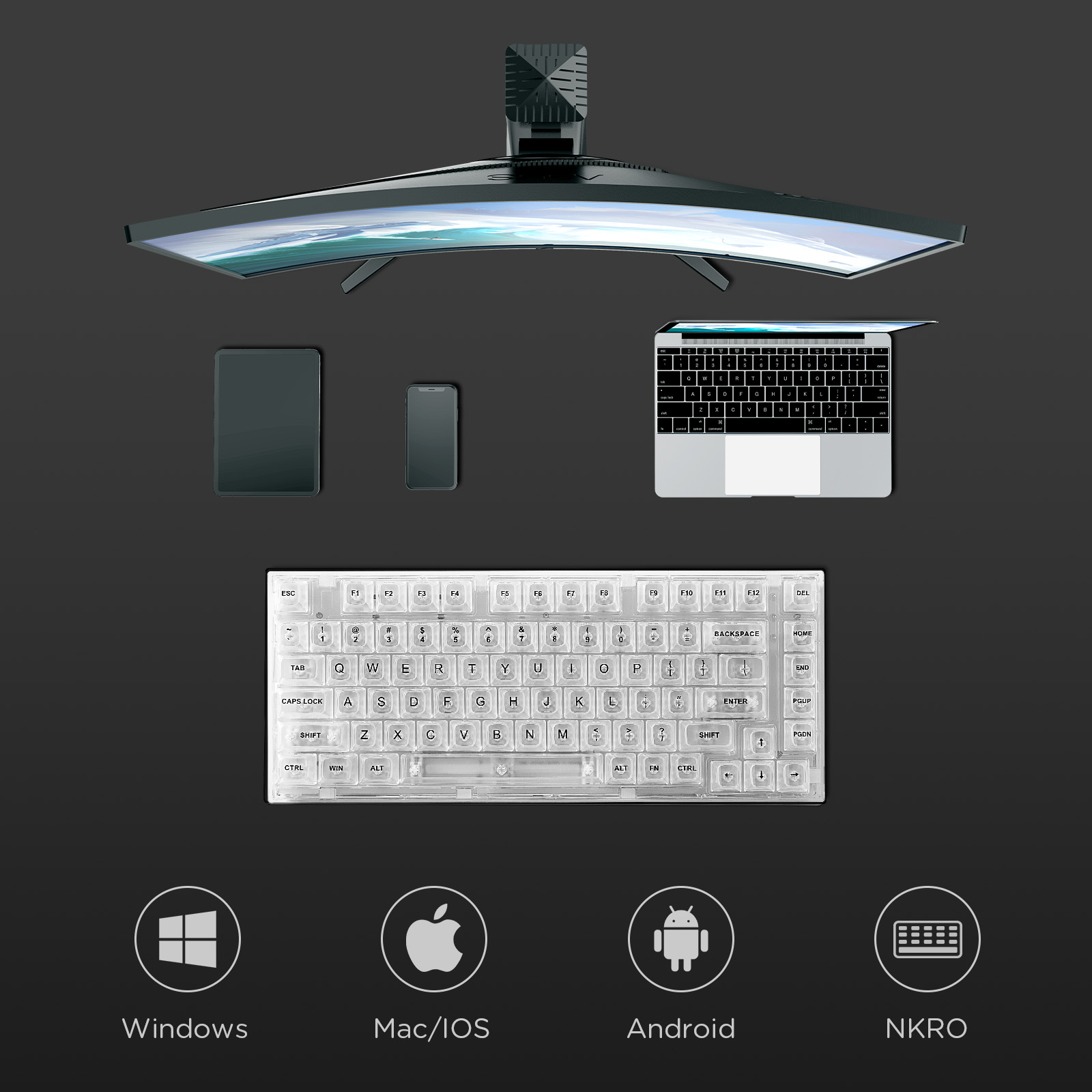 YUNZII X75 White 82 Keys Hot S - Keyboard Gaming Transparent reseña y precio