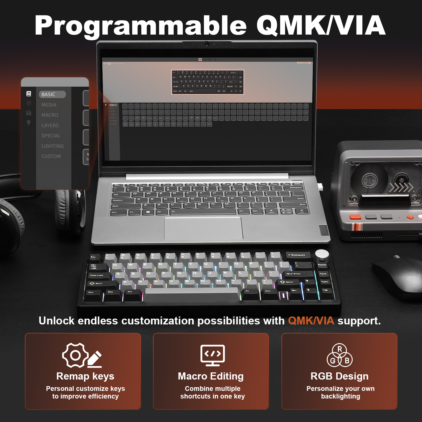 YUNZII AL68 Black QMK/VIA Mech - Keyboard Gaming Mac reseña y precio