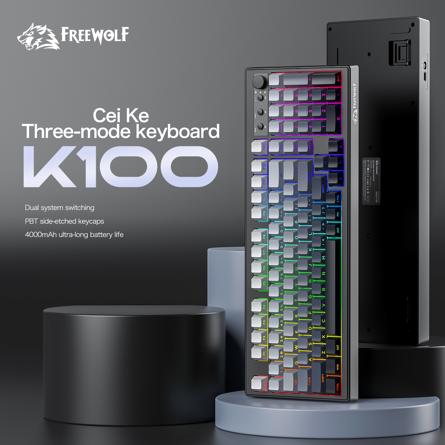 FREEWOLF k100 three-mode silen - Keyboard Gaming Mac reseña y precio