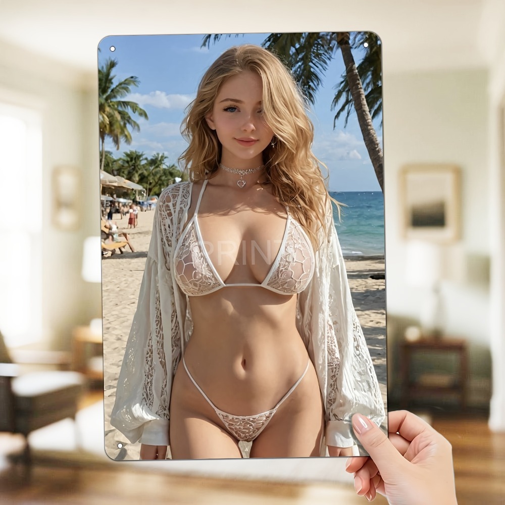 Blonde Bikini Curvy Girl Sexy  - Brass Weight Plate reseña y precio