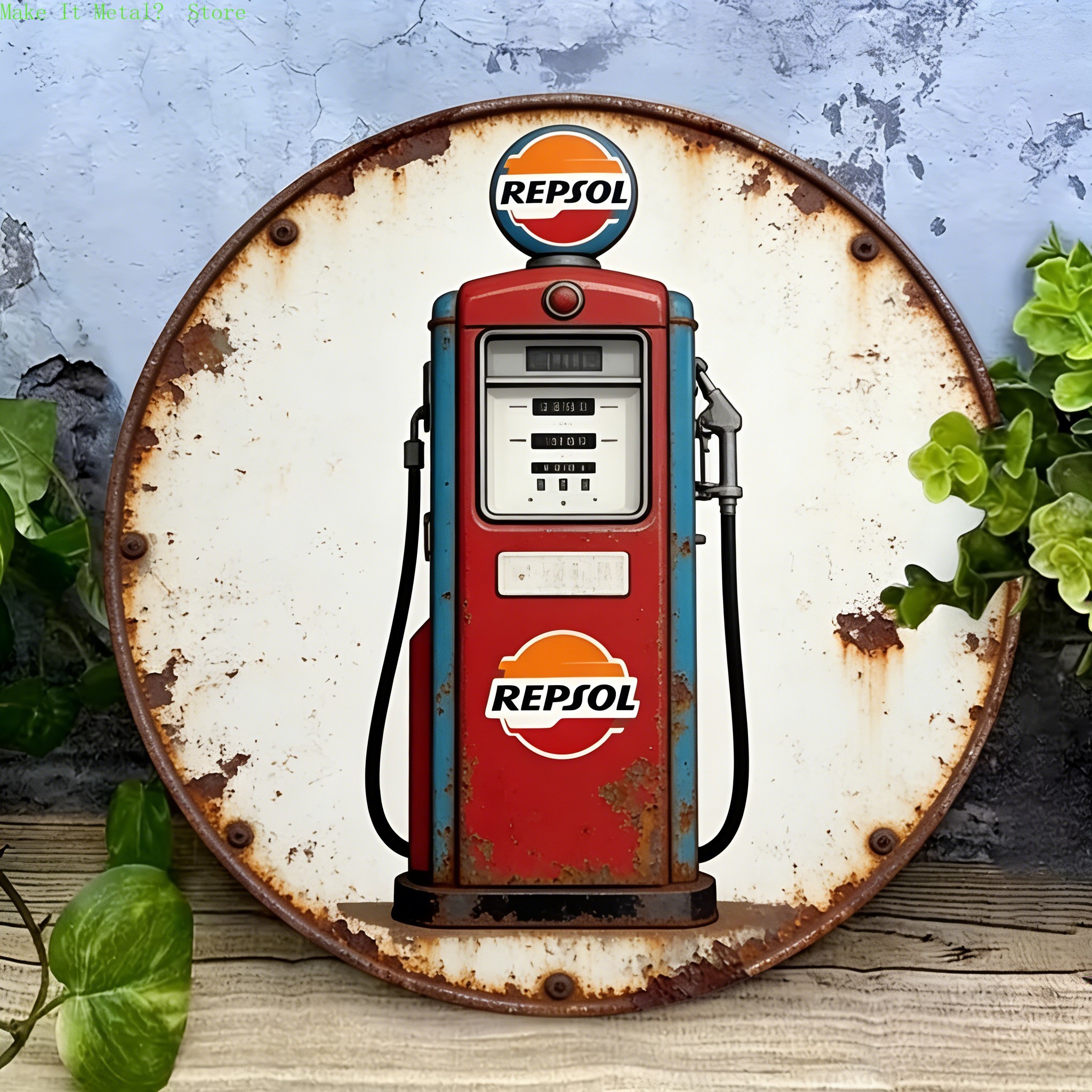 Vintage Repsol Gas Pump Metal  - Brass Weight Plate reseña y precio