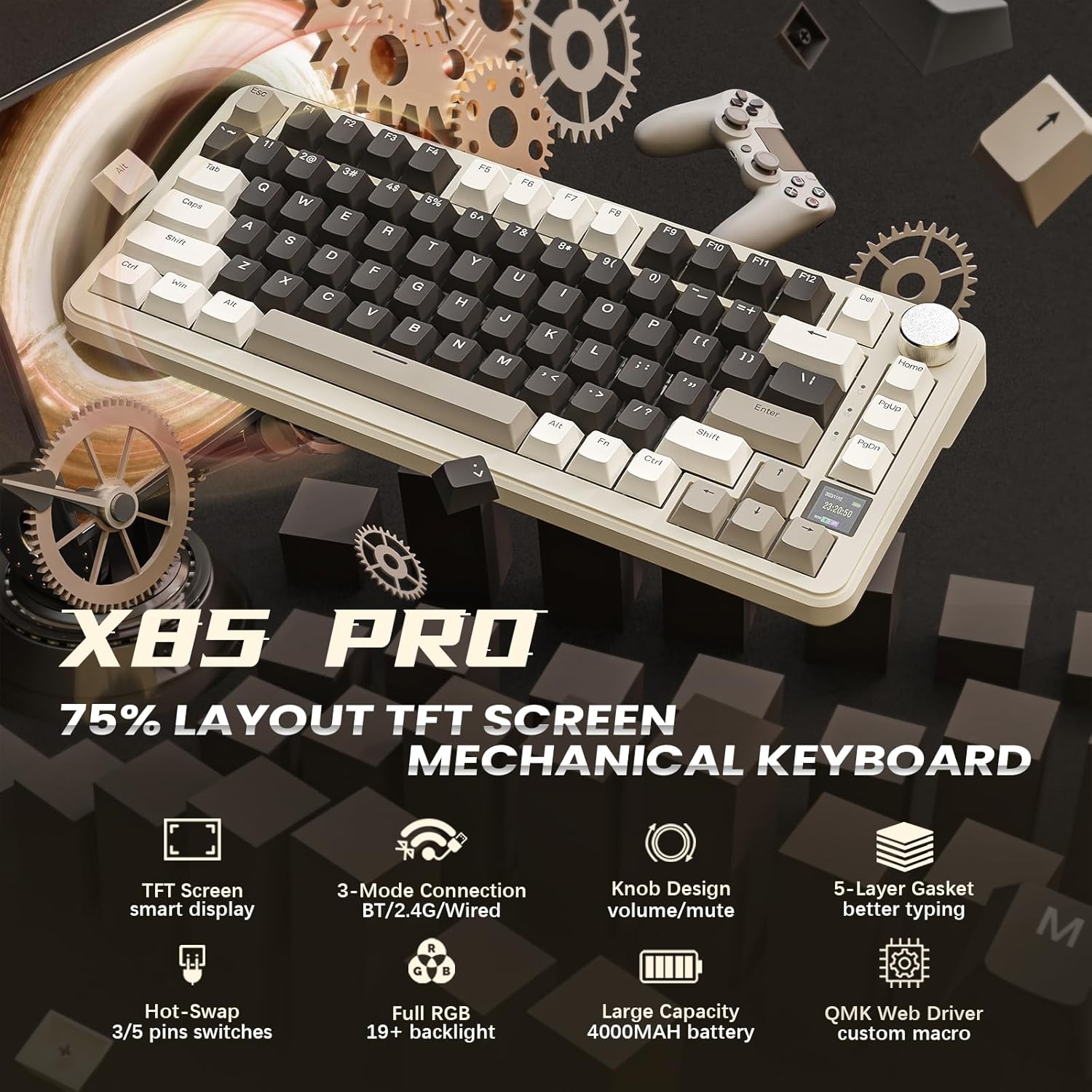 ATTACK SHARK X85Pro 75% Triple - Keyboard Gaming Mac reseña y precio