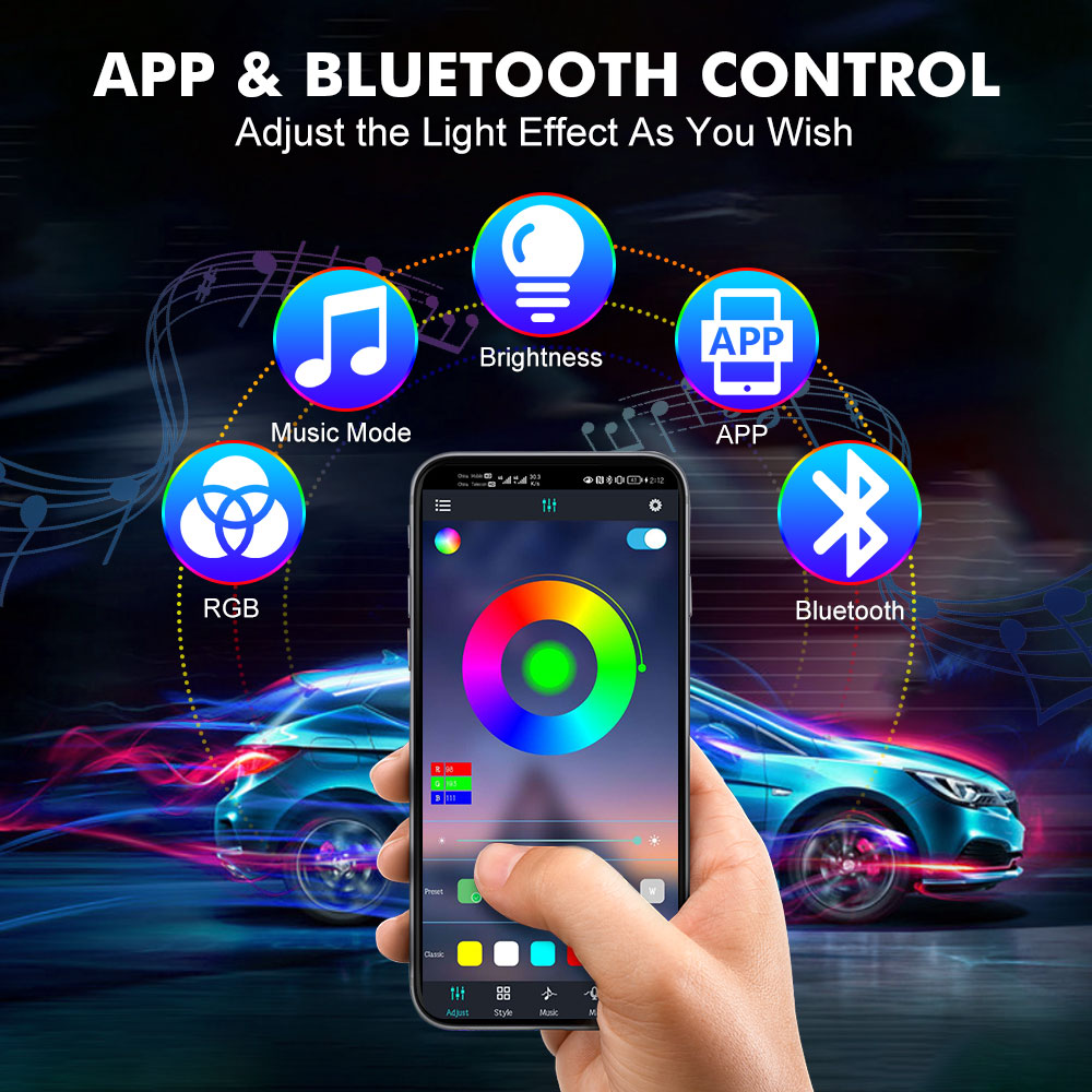 Neon LED Interior Car Light AP - Rgb Underglow Strip reseña y precio