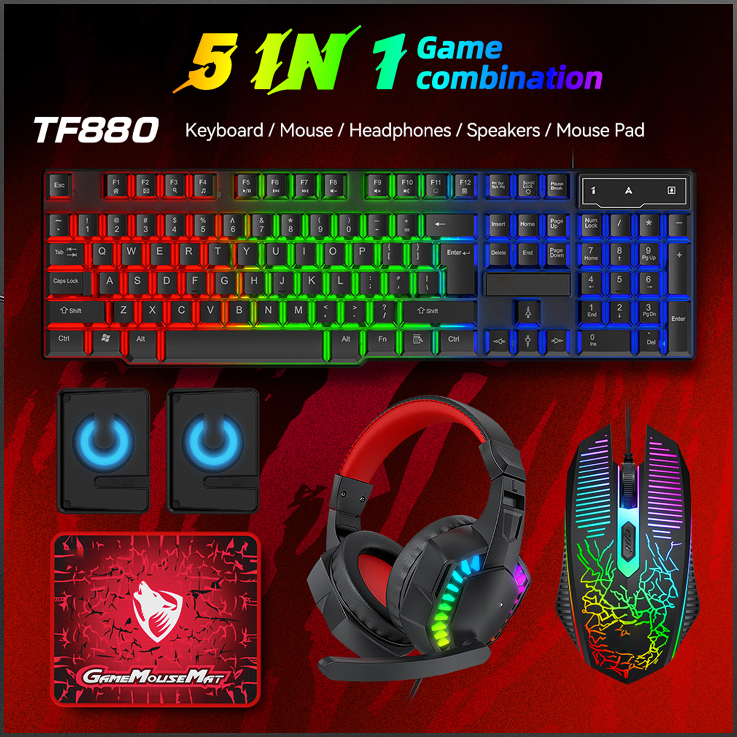 5-in-1 Set Gaming Combo Keyboa - Gaming Keyboard Mouse Combo reseña y precio
