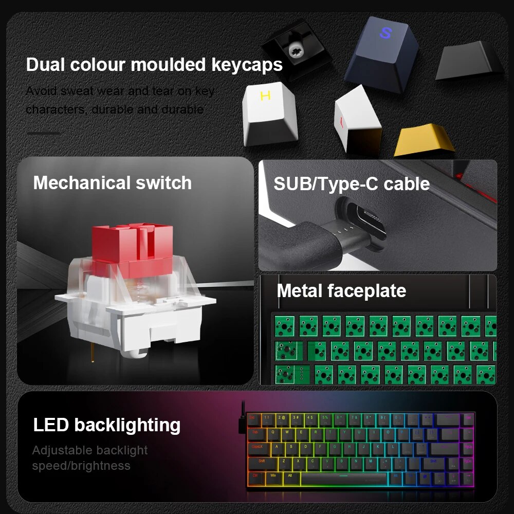 E-YOOSO Z686 RGB USB 60% Mini  - Gaming Keyboard E Yooso reseña y precio