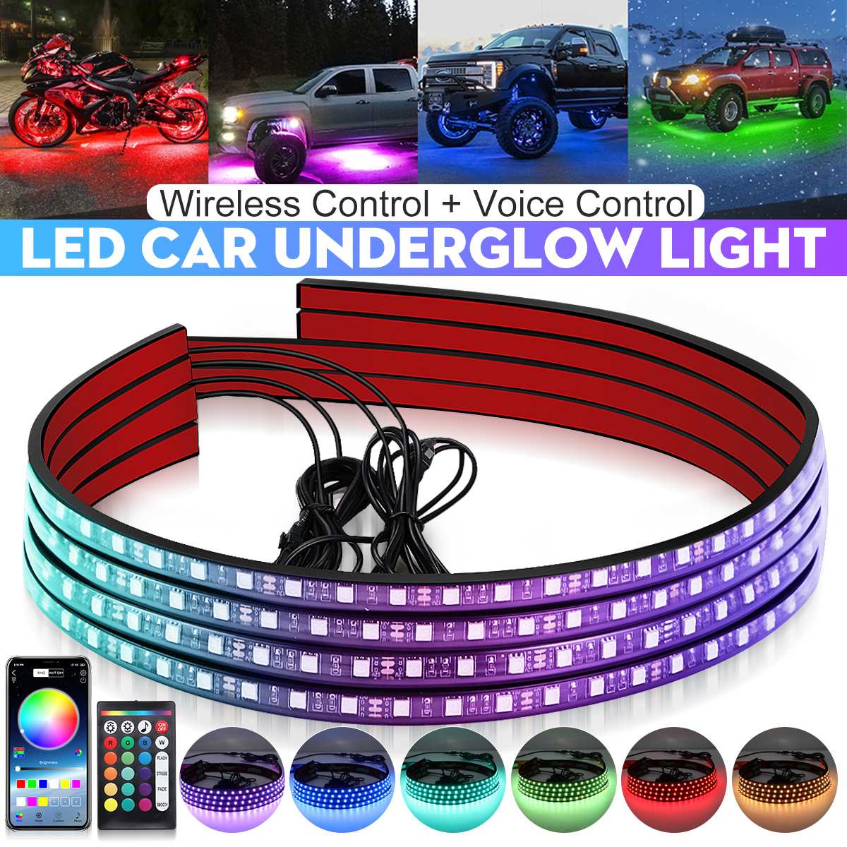 Wireless LED Car Flexible Unde - Rgb Underglow Strip reseña y precio