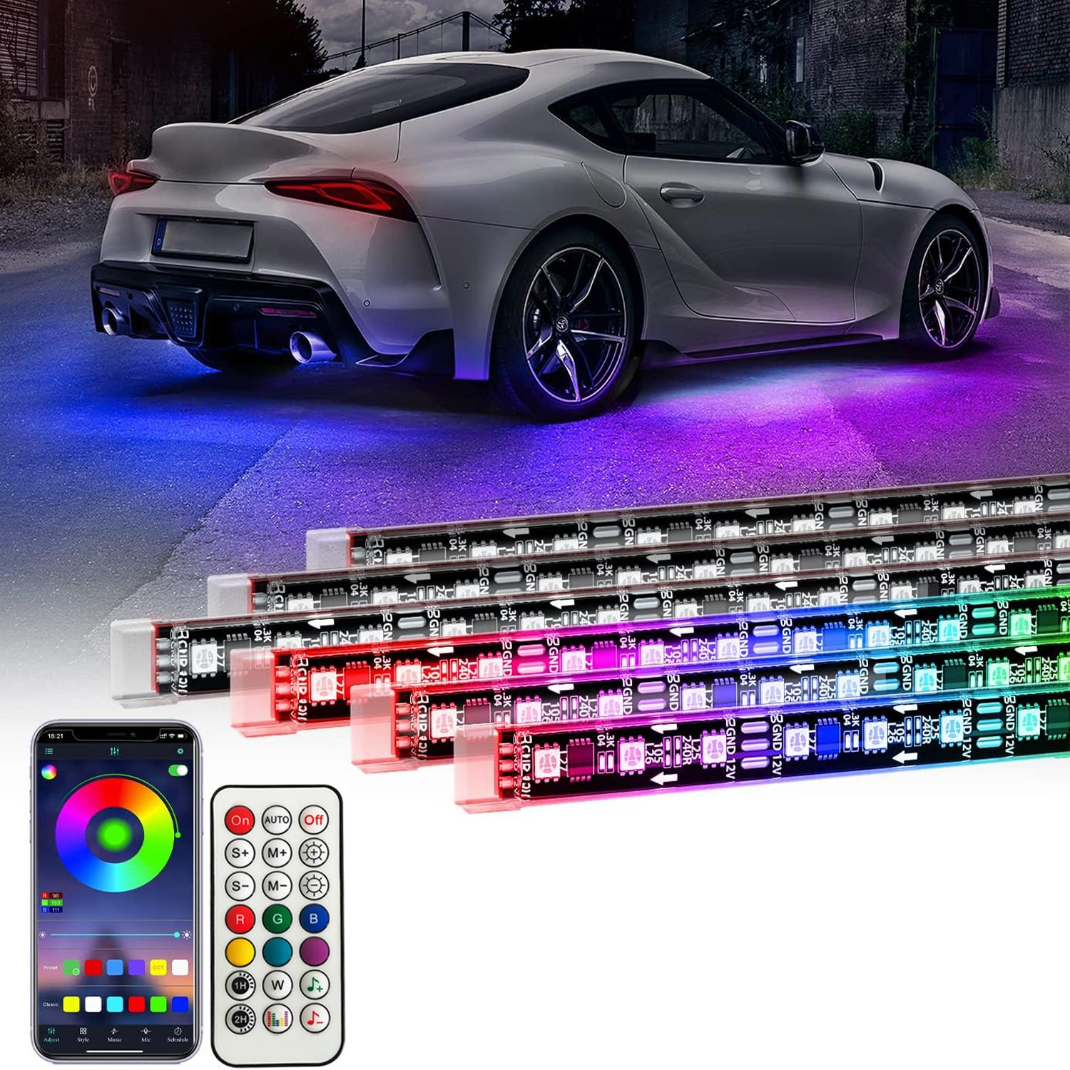 RGB Flexible Car Underglow Lig - Rgb Underglow Strip reseña y precio