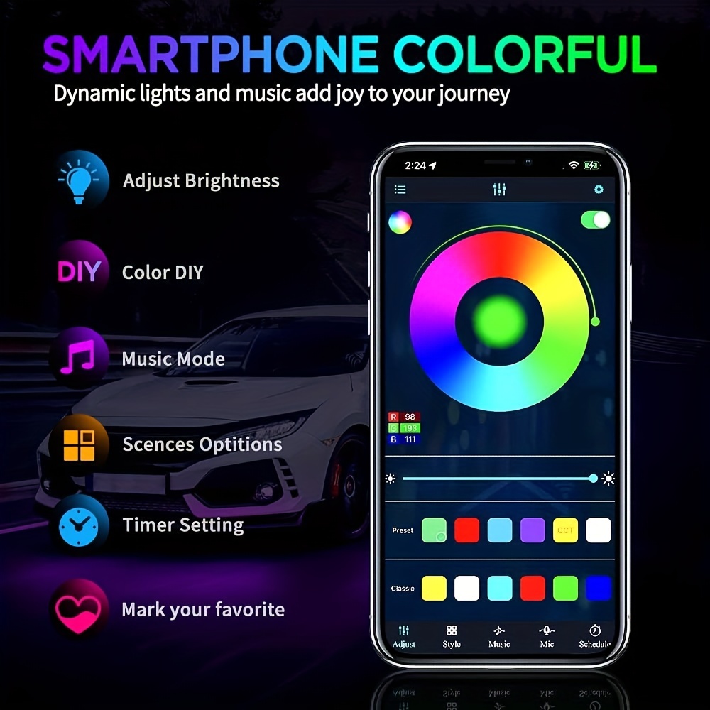 RGB Flexible Car Underglow Lig - Rgb Underglow Strip reseña y precio