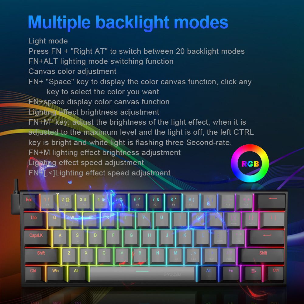 E-YOOSO Z11 RGB USB 60% Mini M - Gaming Keyboard E Yooso reseña y precio