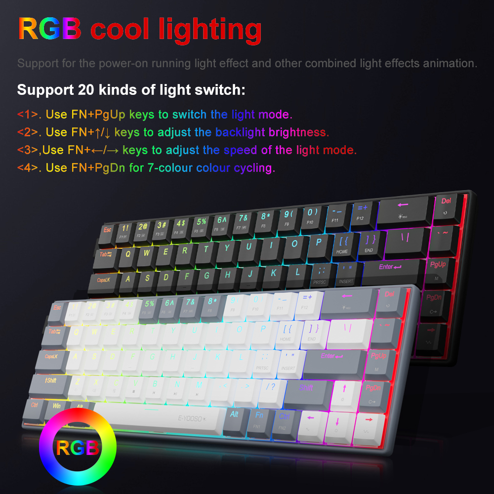 E-YOOSO A68 RGB Mini Slim USB  - Gaming Keyboard E Yooso reseña y precio