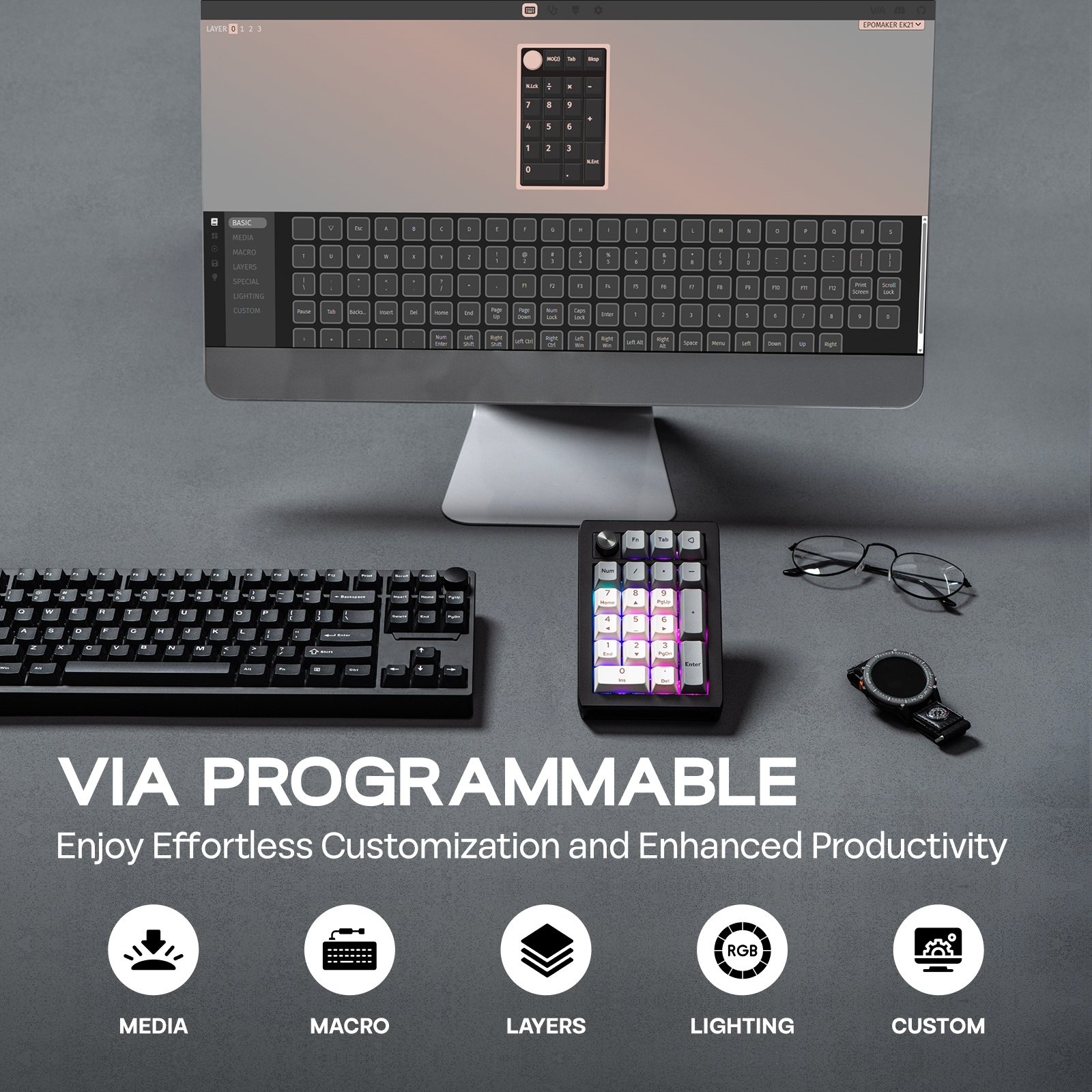 EPOMAKER EK21 VIA 20% Gasket W - Keyboard Gaming Mac reseña y precio